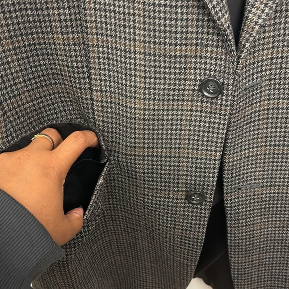 Jos. A. Bank Wool Blazer Houndstooth Plaid 2 Button Sport Coat 40L - Picture 3 of 13